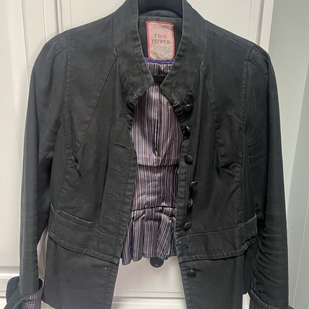 Free People Black Button-Up Blazer